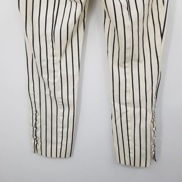 Anthropologie The Essential Slim Leg Cropped Striped Nautical Pants Size 0 - Picture 7 of 12